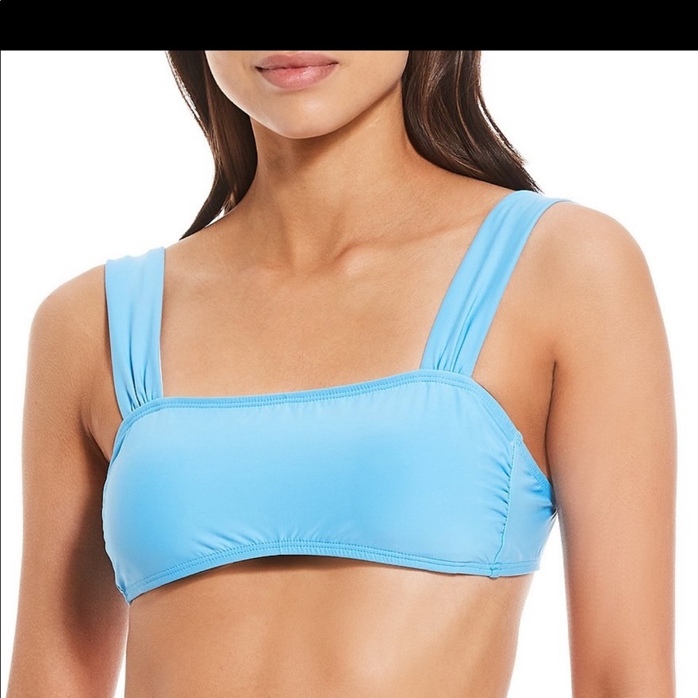 Solid Wide Strap Bandeau Swim Top